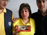 La Pina con un modello da lei prodotto 30 anni fa...