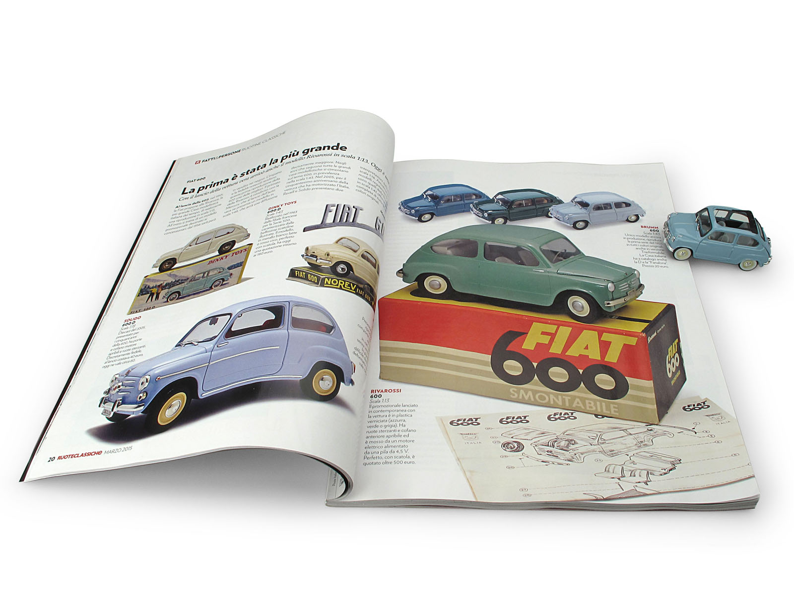 Fiat 600D Trasformabile Aperta 1960 Azzurro Cenere 1:43 Model R317-08 BRUMM